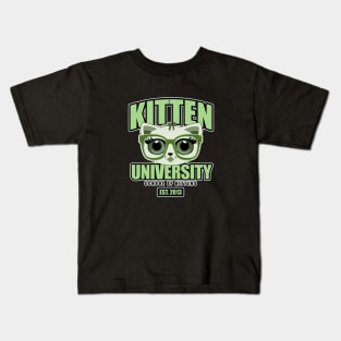 Kitten University - Green Kids T-Shirt